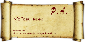 Pécsy Alex névjegykártya